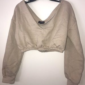 V neck cropped sweater